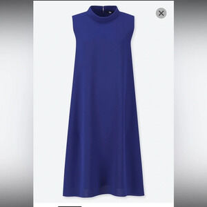 Uniqlo dress - indigo mick neck sleeveless trapeze shift w/pockets